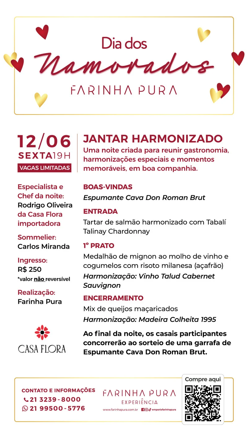 Jantar harmonizado em Botafogo propõe Dia dos Namorados completo
