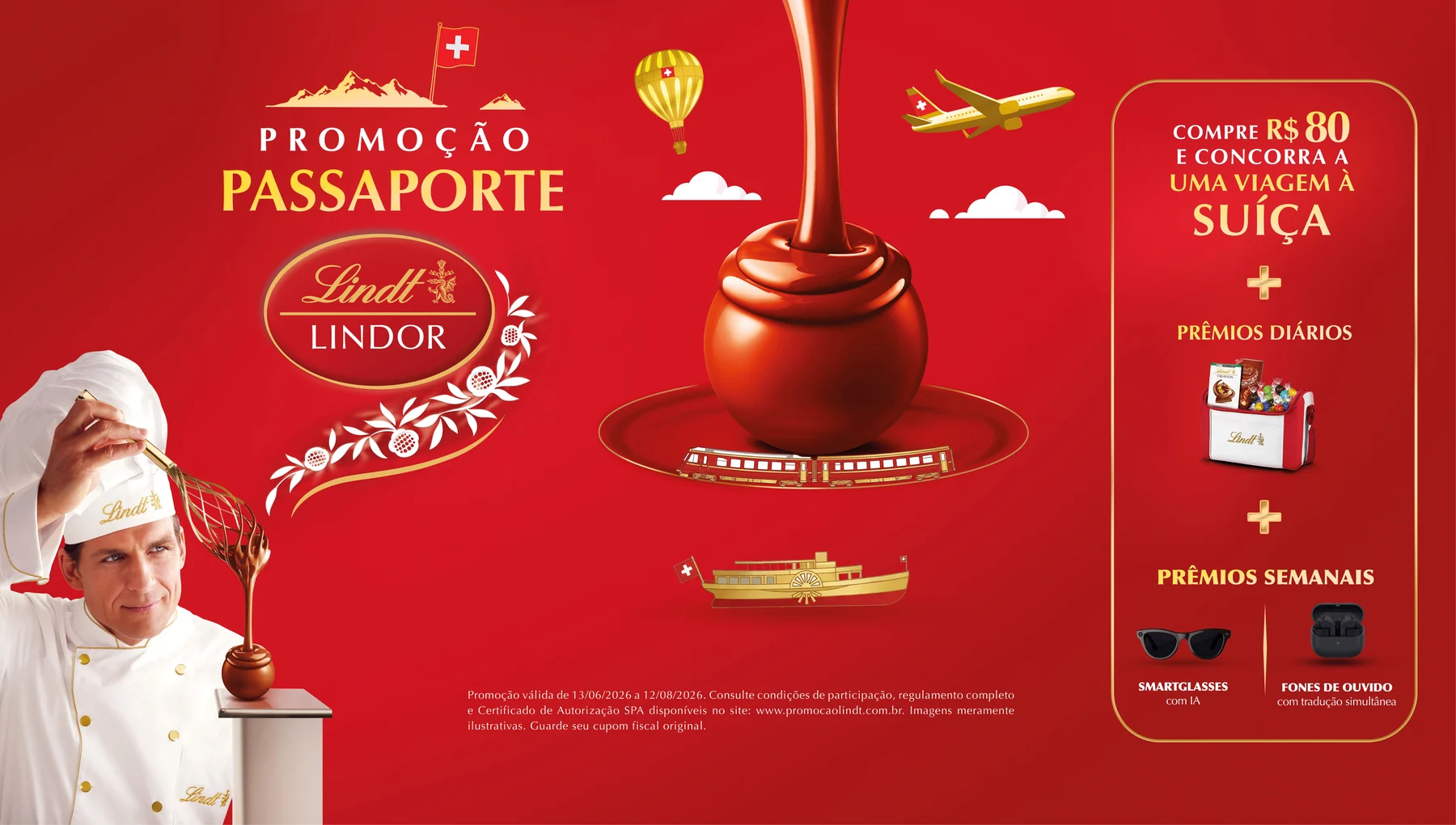 Lindt sorteia viagem completa pela Suíça com experiências exclusivas