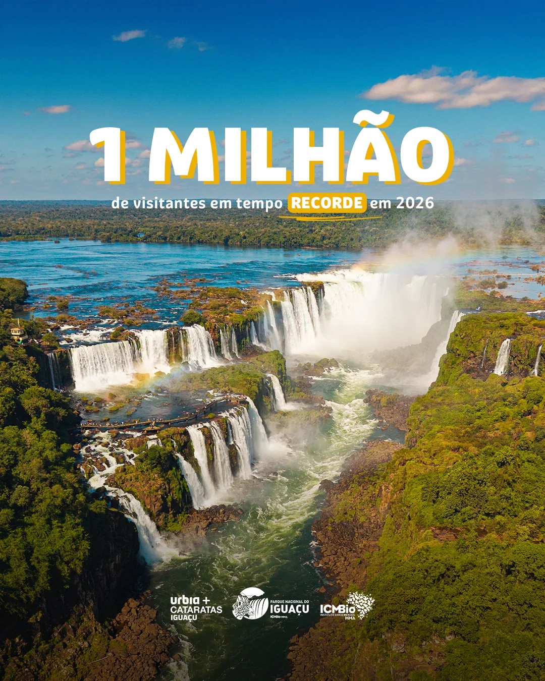Parque Nacional do Iguaçu bate 1 milhão de visitantes antes de julho