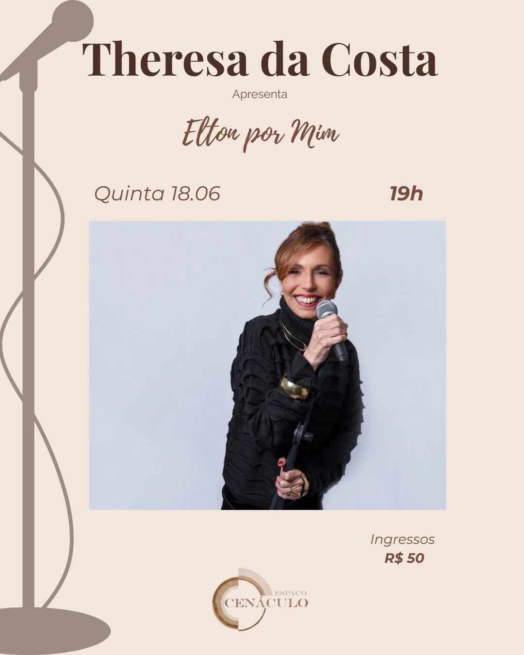 Theresa da Costa canta Elton John em acústico no Espaço Cenáculo