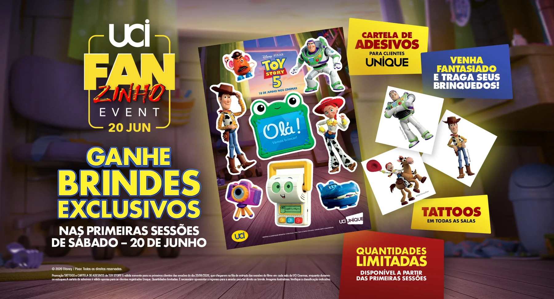 UCI lança combo do Woody e evento especial de Toy Story 5