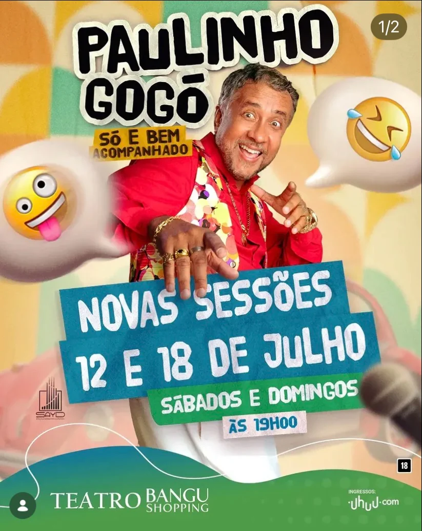 Paulinho Gogó volta ao Bangu Shopping com sessões nas férias