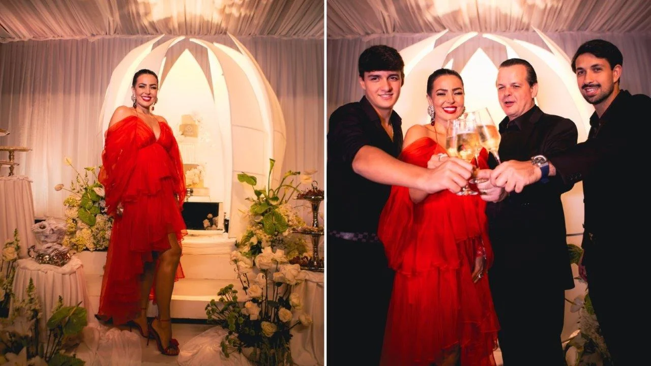Gardênia Cavalcanti surpreende com bolo cenográfico em festa luxuosa