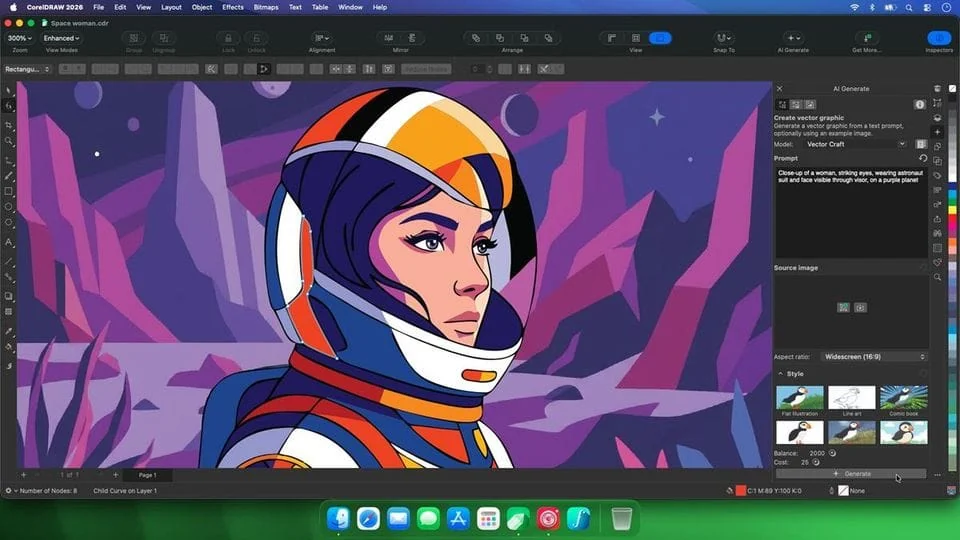 CorelDRAW 2026 ganha IA que gera ilustrações vetoriais por texto