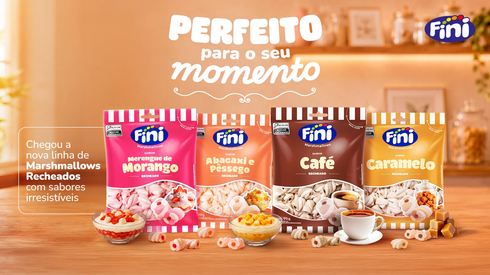 Fini lança marshmallows recheados nos sabores café, caramelo e frutas 1 Fini lança marshmallows recheados nos sabores café, caramelo e frutas