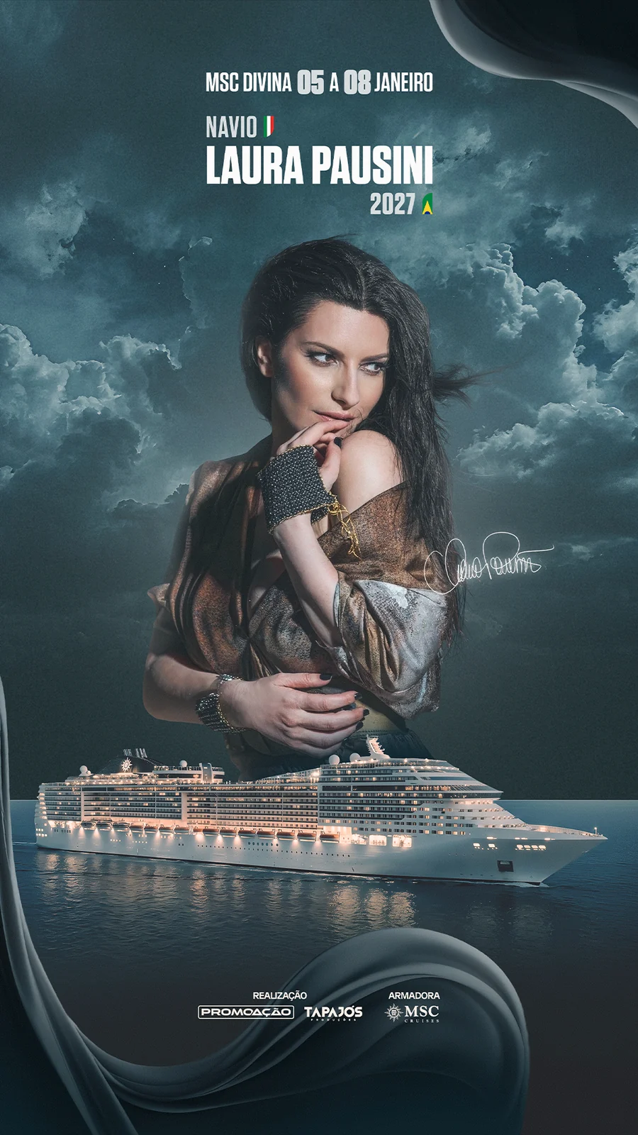 Laura Pausini terá dois shows em navio com Ana Carolina e Fábio Jr.