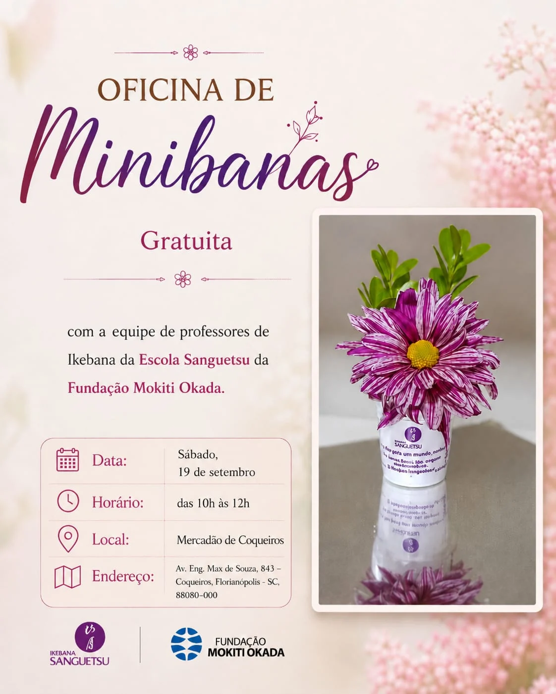 Oficina gratuita ensina a montar mini arranjos com arte japonesa