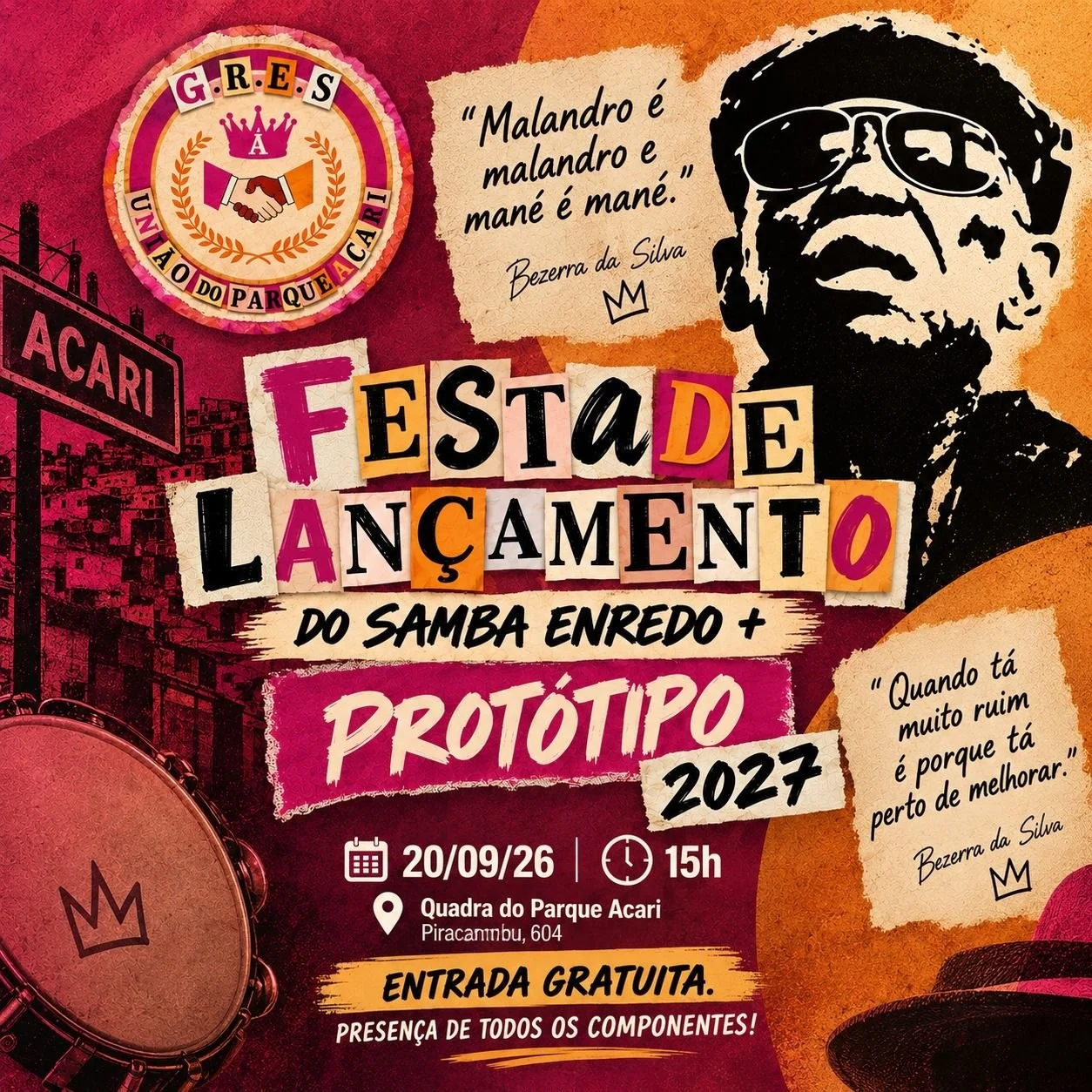Parque Acari revela fantasias e samba oficial para o Carnaval 2027