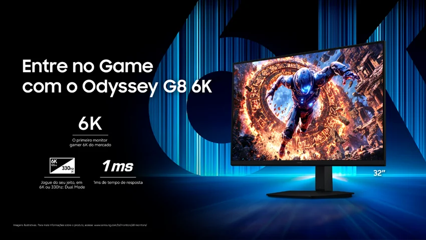 Samsung lança Odyssey G8 6K que alterna entre 165 Hz e 330 Hz