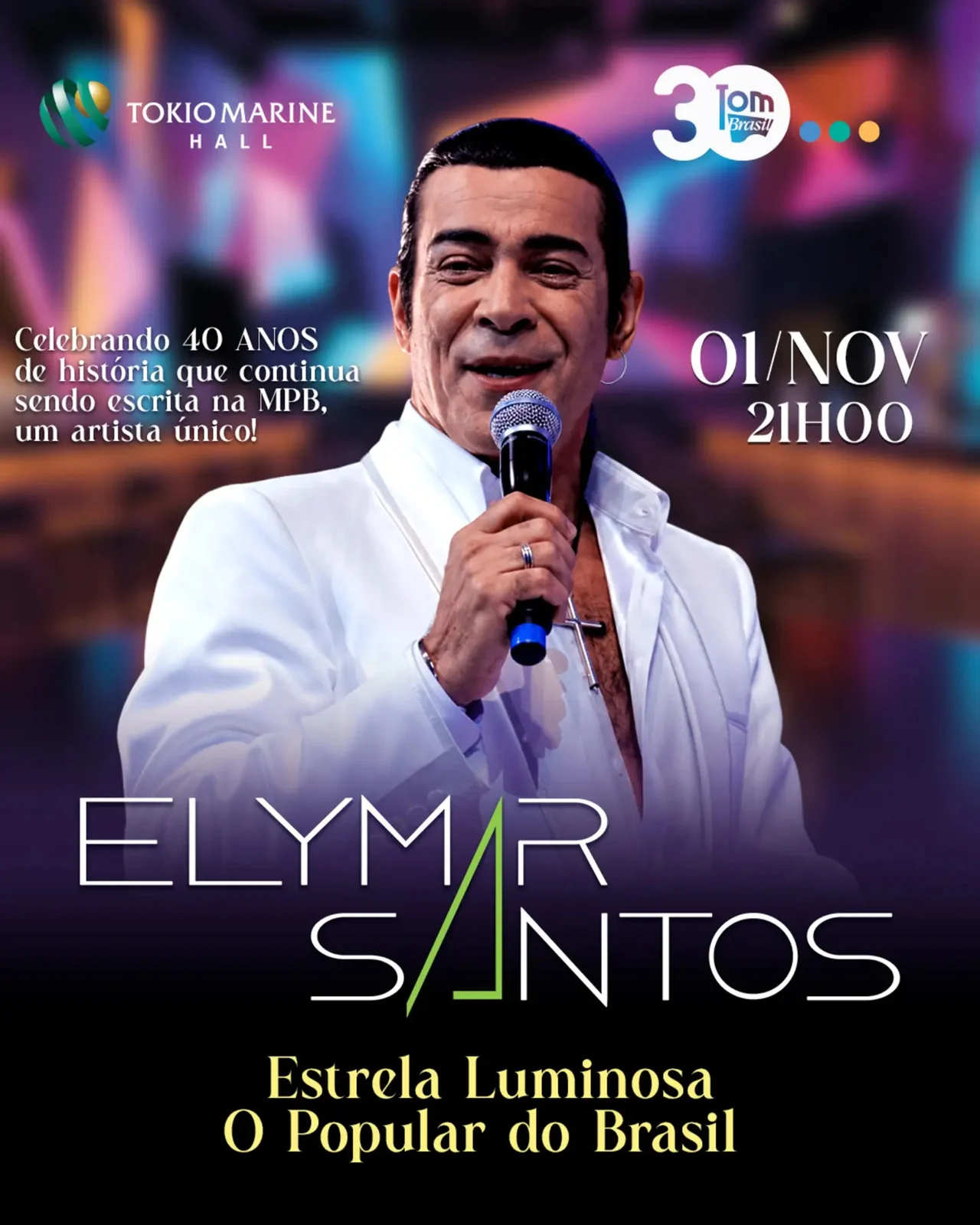 Elymar Santos celebra 40 anos de trajetória com show em São Paulo